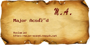 Major Acsád névjegykártya